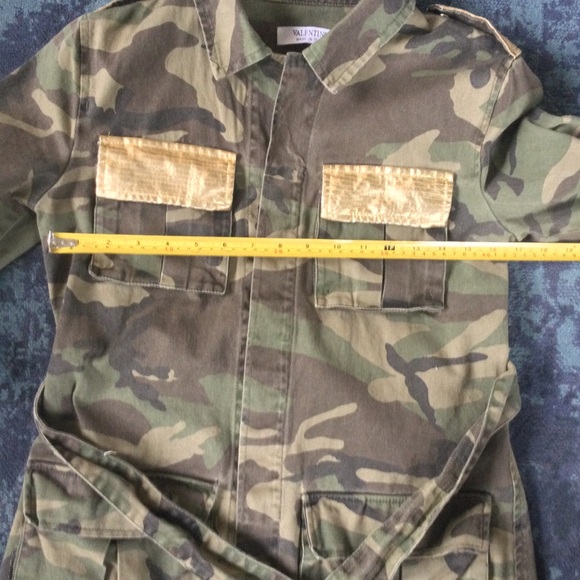 Camouflage Long Belted Utility Jacket Small 34” Bust unbranded Gold Accents - Picture 6 of 7